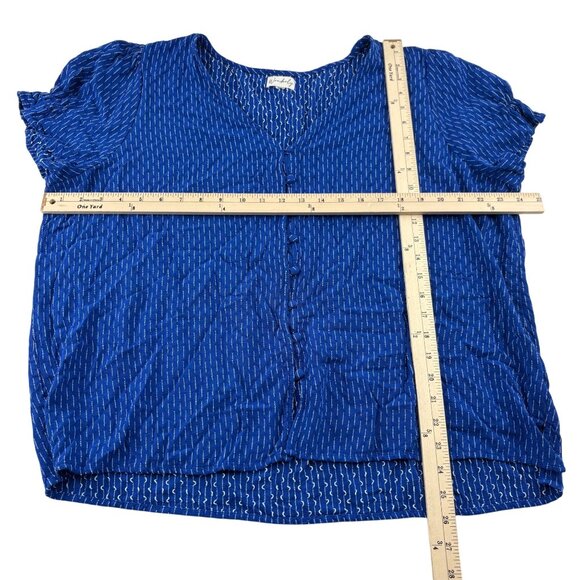Wonderly Blue Short Sleeve Button-Up Blouse Size 2X Plus - Picture 4 of 6